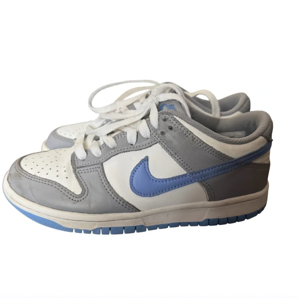 Nike Dunk Low White and Blue “Cement Royal” Athletic Shoes-Size 5Y